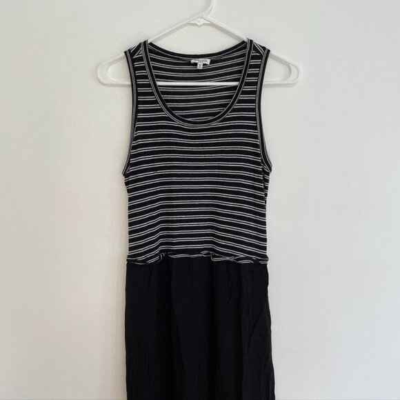 SPLENDID ANTHROPOLOGIE Tiered Maxi Dress Black White Striped Mixed Media Summer - Picture 4 of 14